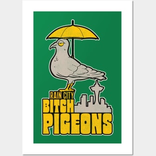 Defunct Rain City Bitch Pigeons Seattle Hockey Fan Posters and Art